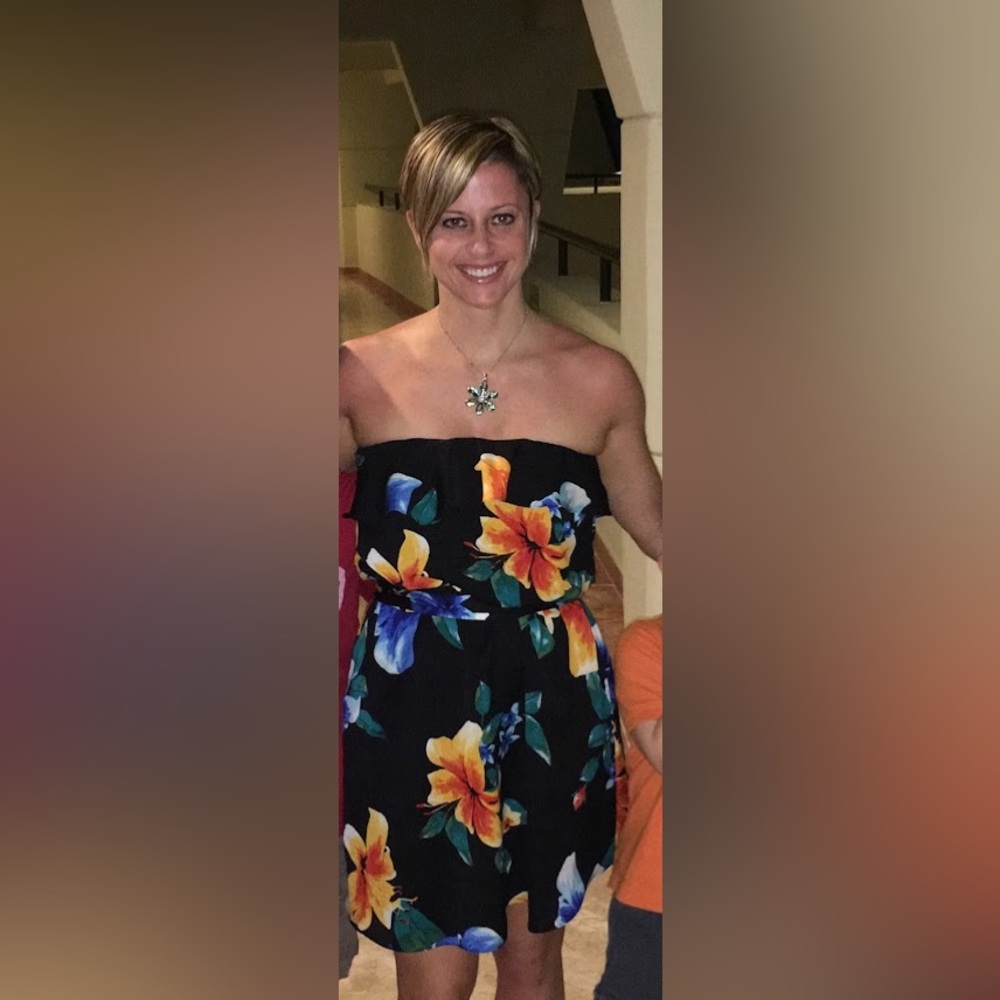 Tropical strapless tie with tie around the waist